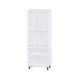 Hugo&Borg Rosemont 30-in W x 84.5-in H x 24-in D Glacier White 3-Drawers Pantry Fully Assembled Cabinet (Flat Panel Shaker Style)