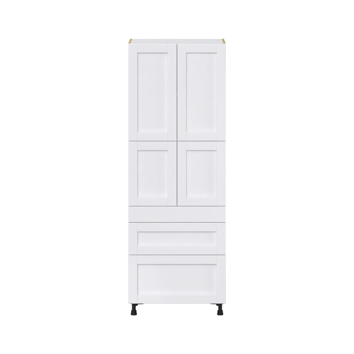 Hugo&Borg Rosemont 30-in W x 84.5-in H x 24-in D Glacier White 3-Drawers Pantry Fully Assembled Cabinet (Flat Panel Shaker Style)
