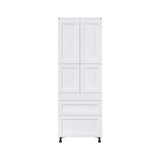 Hugo&Borg Rosemont 30-in W x 84.5-in H x 24-in D Glacier White 3-Drawers Pantry Fully Assembled Cabinet (Flat Panel Shaker Style)