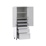 Hugo&Borg Rosemont 30-in W x 84.5-in H x 24-in D Glacier White 3-Drawers Pantry Fully Assembled Cabinet (Flat Panel Shaker Style)
