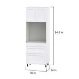 Hugo&Borg Rosemont 30-in W x 84.5-in H x 24-in D Glacier White 3-Drawers Single Oven Base Fully Assembled Cabinet (Flat Panel Shaker Style)
