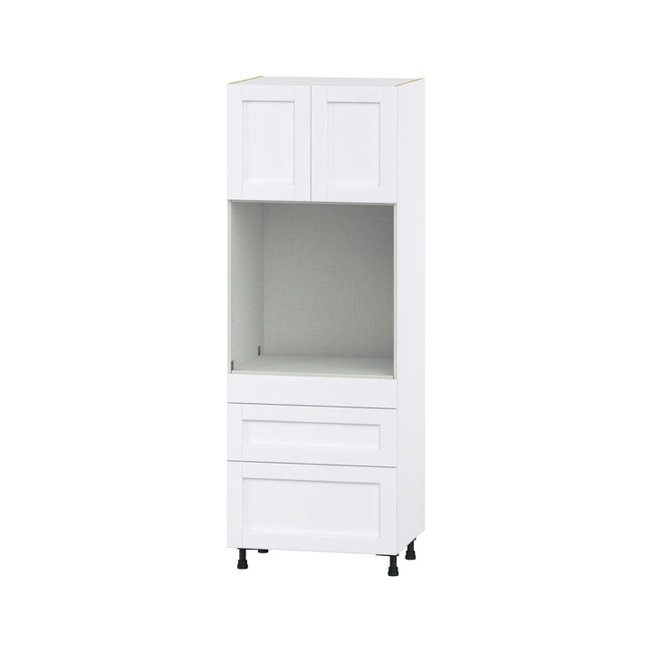 Hugo&Borg Rosemont 30-in W x 84.5-in H x 24-in D Glacier White 3-Drawers Single Oven Base Fully Assembled Cabinet (Flat Panel Shaker Style)