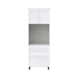 Hugo&Borg Rosemont 30-in W x 84.5-in H x 24-in D Glacier White 3-Drawers Single Oven Base Fully Assembled Cabinet (Flat Panel Shaker Style)