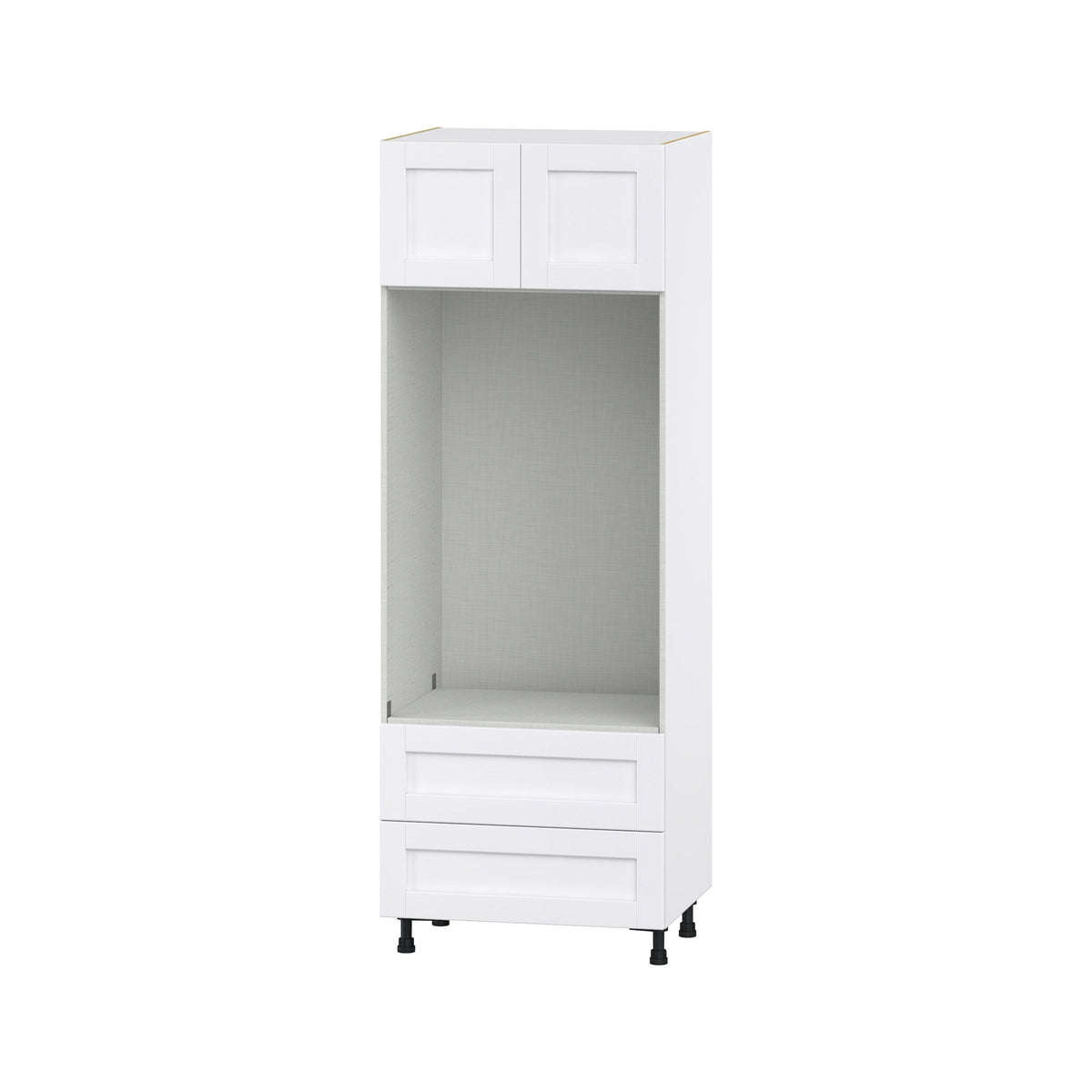 Hugo&Borg Rosemont 30-in W x 84.5-in H x 24-in D Glacier White 2-Drawers Microwave Base Fully Assembled Cabinet (Flat Panel Shaker Style)