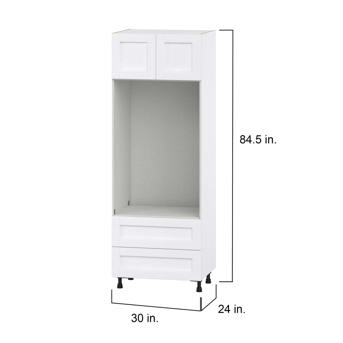Hugo&Borg Rosemont 30-in W x 84.5-in H x 24-in D Glacier White 2-Drawers Microwave Base Fully Assembled Cabinet (Flat Panel Shaker Style)