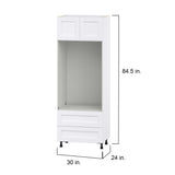 Hugo&Borg Rosemont 30-in W x 84.5-in H x 24-in D Glacier White 2-Drawers Microwave Base Fully Assembled Cabinet (Flat Panel Shaker Style)