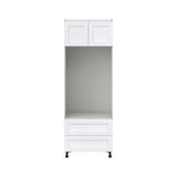 Hugo&Borg Rosemont 30-in W x 84.5-in H x 24-in D Glacier White 2-Drawers Microwave Base Fully Assembled Cabinet (Flat Panel Shaker Style)