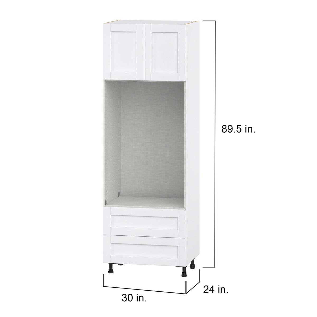 Hugo&Borg Rosemont 30-in W x 89.5-in H x 24-in D Glacier White 2-Drawers Microwave Base Fully Assembled Cabinet (Flat Panel Shaker Style)
