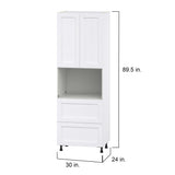 Hugo&Borg Rosemont 30-in W x 89.5-in H x 24-in D Glacier White 2-Drawers Pantry Fully Assembled Cabinet (Flat Panel Shaker Style)