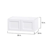 Hugo&Borg Rosemont 36-in W x 15-in H x 24-in D Glacier White Wall Fully Assembled Cabinet (Flat Panel Shaker Door Style)