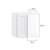 Hugo&Borg Rosemont 24-in W x 30-in H x 14-in D Glacier White Diagonal Corner Wall Fully Assembled Cabinet (Flat Panel Shaker Style)