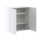 Hugo&Borg Rosemont 36-in W x 35-in H x 14-in D Glacier White Wall Fully Assembled Cabinet (Flat Panel Shaker Door Style)