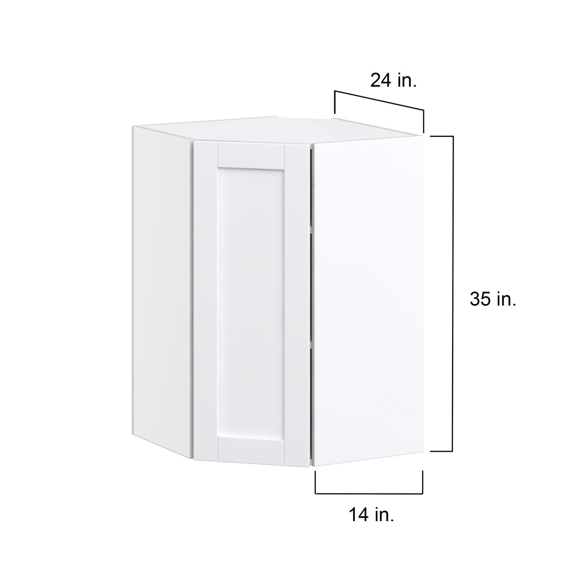 Hugo&Borg Rosemont 24-in W x 35-in H x 14-in D Glacier White Diagonal Corner Wall Fully Assembled Cabinet (Flat Panel Shaker Style)