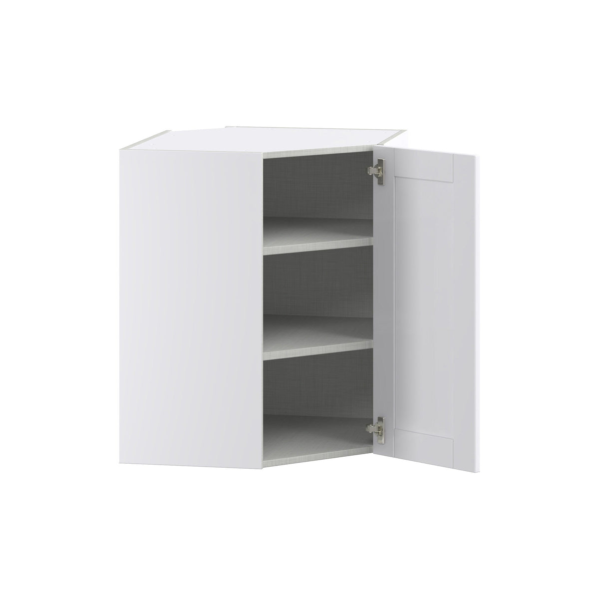 Hugo&Borg Rosemont 24-in W x 30-in H x 14-in D Glacier White Diagonal Corner Wall Fully Assembled Cabinet (Flat Panel Shaker Style)