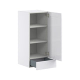 Hugo&Borg Rosemont 15-in W x 35-in H x 14-in D Glacier White 1-Drawer Wall Fully Assembled Cabinet (Flat Panel Shaker Style)