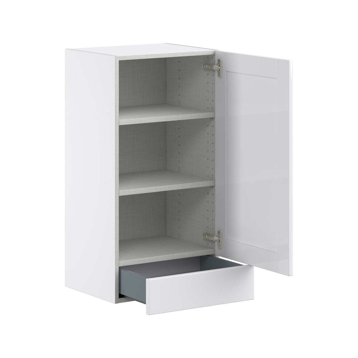 Hugo&Borg Rosemont 18-in W x 35-in H x 14-in D Glacier White 1-Drawer Wall Fully Assembled Cabinet (Flat Panel Shaker Style)