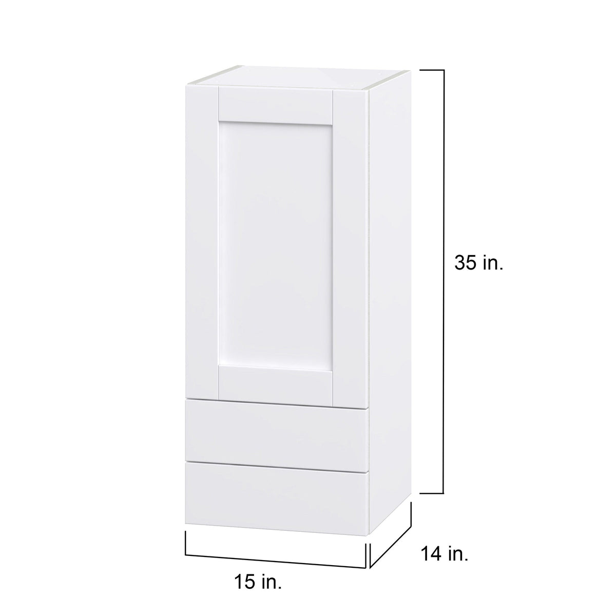 Hugo&Borg Rosemont 15-in W x 35-in H x 14-in D Glacier White 2-Drawers Wall Fully Assembled Cabinet (Flat Panel Shaker Style)