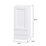 Hugo&Borg Rosemont 15-in W x 35-in H x 14-in D Glacier White 2-Drawers Wall Fully Assembled Cabinet (Flat Panel Shaker Style)