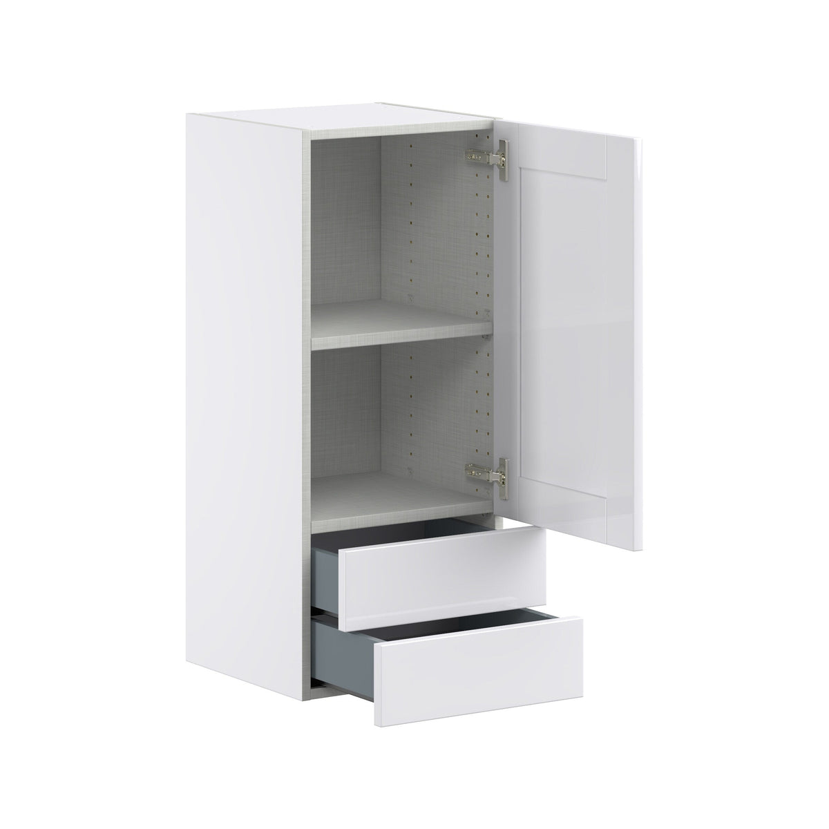 Hugo&Borg Rosemont 15-in W x 35-in H x 14-in D Glacier White 2-Drawers Wall Fully Assembled Cabinet (Flat Panel Shaker Style)