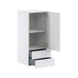 Hugo&Borg Rosemont 15-in W x 35-in H x 14-in D Glacier White 2-Drawers Wall Fully Assembled Cabinet (Flat Panel Shaker Style)