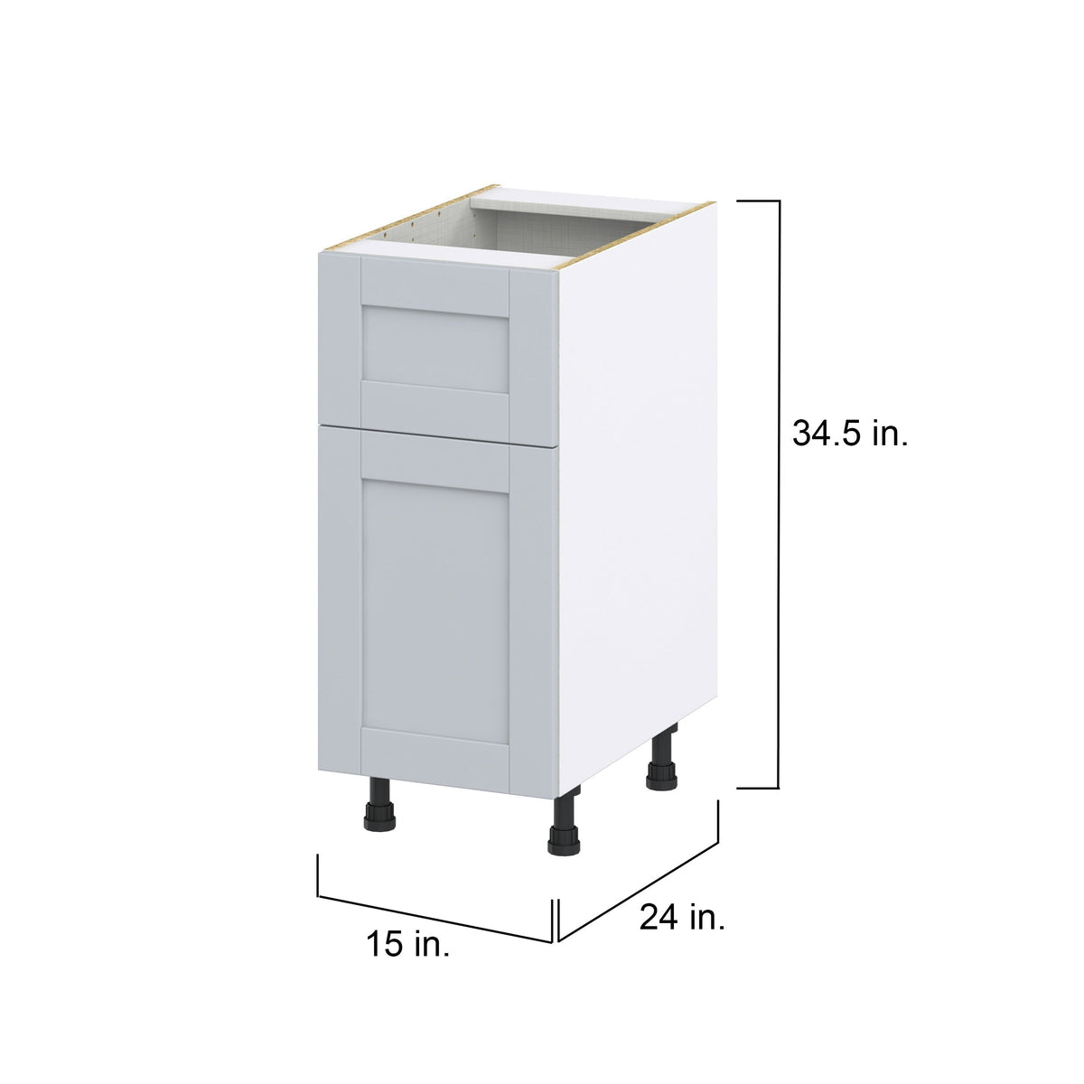 Hugo&Borg Charlesberg 15-in W x 34.5-in H x 24-in D Gray 1-Drawer Base Fully Assembled Cabinet (Flat Panel Shaker Style)