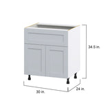 Hugo&Borg Charlesberg 30-in W x 34.5-in H x 24-in D Gray 1-Drawer Base Fully Assembled Cabinet (Flat Panel Shaker Style)