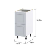 Hugo&Borg Charlesberg 15-in W x 34.5-in H x 25-in D Gray 2-Drawer Base Fully Assembled Cabinet