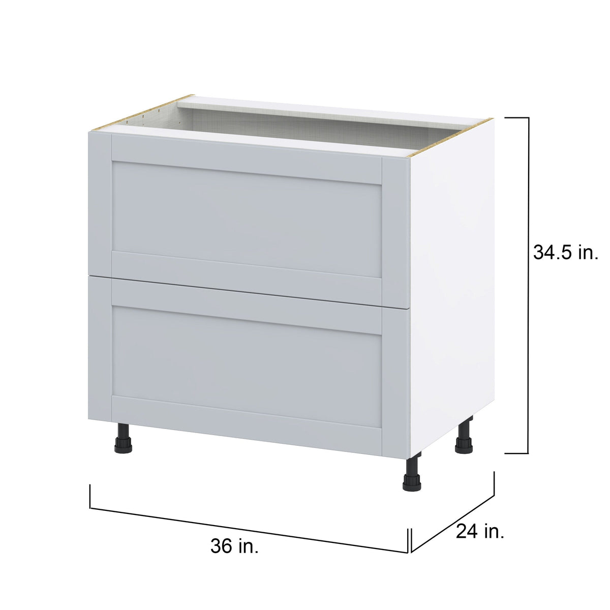 Hugo&Borg Charlesberg 36-in W x 34.5-in H x 24-in D Gray 2-Drawer Base Fully Assembled Cabinet