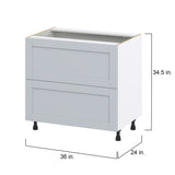 Hugo&Borg Charlesberg 36-in W x 34.5-in H x 24-in D Gray 2-Drawer Base Fully Assembled Cabinet