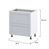 Hugo&Borg Charlesberg 30-in W x 34.5-in H x 24-in D Gray 2-Drawer Base Fully Assembled Cabinet