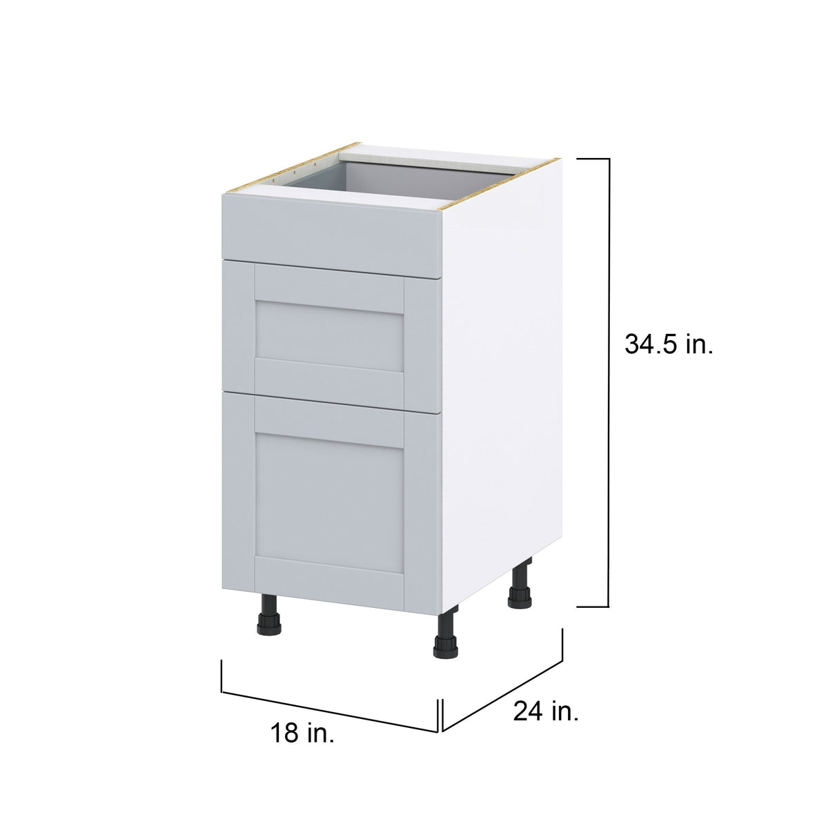 Hugo&Borg Charlesberg 18-in W x 34.5-in H x 25-in D Gray 3-Drawer Base Fully Assembled Cabinet