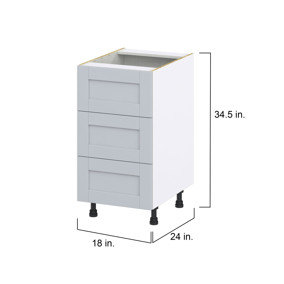 Hugo&Borg Charlesberg 18-in W x 34.5-in H x 24-in D Gray 3-Drawer Base Fully Assembled Cabinet
