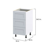 Hugo&Borg Charlesberg 18-in W x 34.5-in H x 24-in D Gray 3-Drawer Base Fully Assembled Cabinet