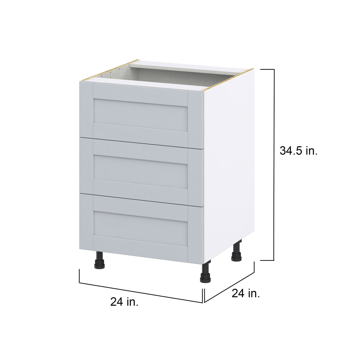 Hugo&Borg Charlesberg 24-in W x 34.5-in H x 24-in D Gray 3-Drawer Base Fully Assembled Cabinet