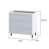 Hugo&Borg Charlesberg 36-in W x 34.5-in H x 24-in D Gray 3-Drawer Base Fully Assembled Cabinet