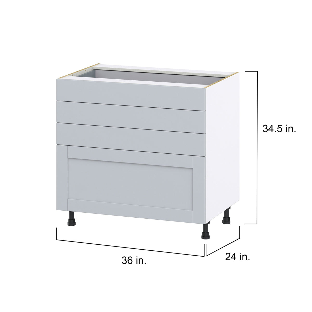 Hugo&Borg Charlesberg 36-in W x 34.5-in H x 24-in D Gray 4-Drawer Base Fully Assembled Cabinet