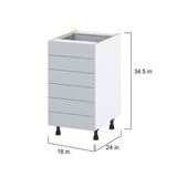 Hugo&Borg Charlesberg 18-in W x 34.5-in H x 24-in D Gray 6-Drawer Base Fully Assembled Cabinet