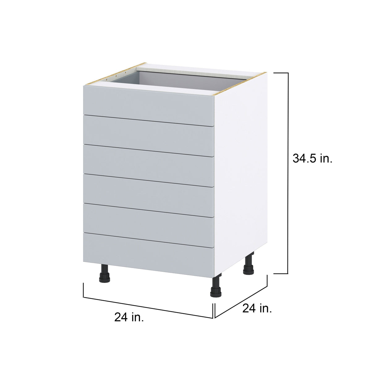Hugo&Borg Charlesberg 24-in W x 34.5-in H x 24-in D Gray 6-Drawer Base Fully Assembled Cabinet