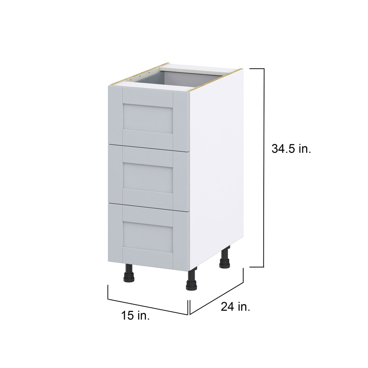 Hugo&Borg Charlesberg 15-in W x 34.5-in H x 24-in D Gray 3-Drawer Base Fully Assembled Cabinet