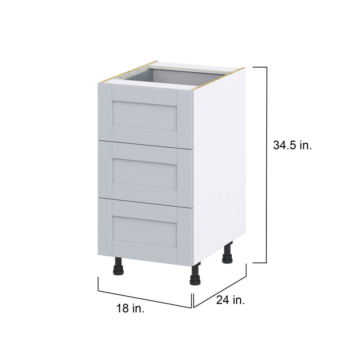 Hugo&Borg Charlesberg 18-in W x 34.5-in H x 24-in D Gray 3-Drawer Base Fully Assembled Cabinet