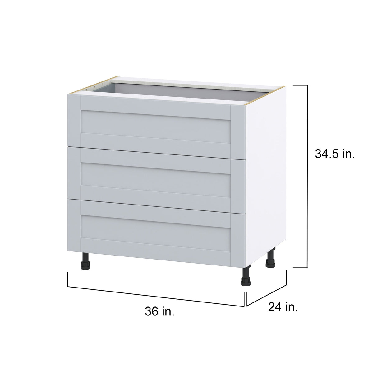 Hugo&Borg Charlesberg 36-in W x 34.5-in H x 24-in D Gray 3-Drawer Base Fully Assembled Cabinet