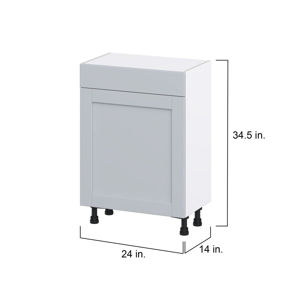 Hugo&Borg Charlesberg 24-in W x 34.5-in H x 14-in D Gray 1-Drawer Base Fully Assembled Cabinet (Flat Panel Shaker Style)
