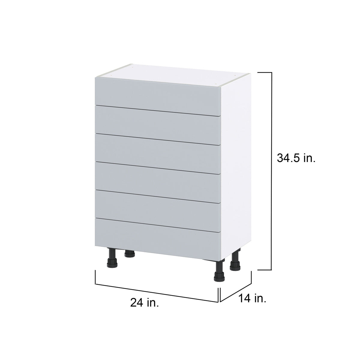 Hugo&Borg Charlesberg 24-in W x 34.5-in H x 14-in D Gray 6-Drawer Base Fully Assembled Cabinet