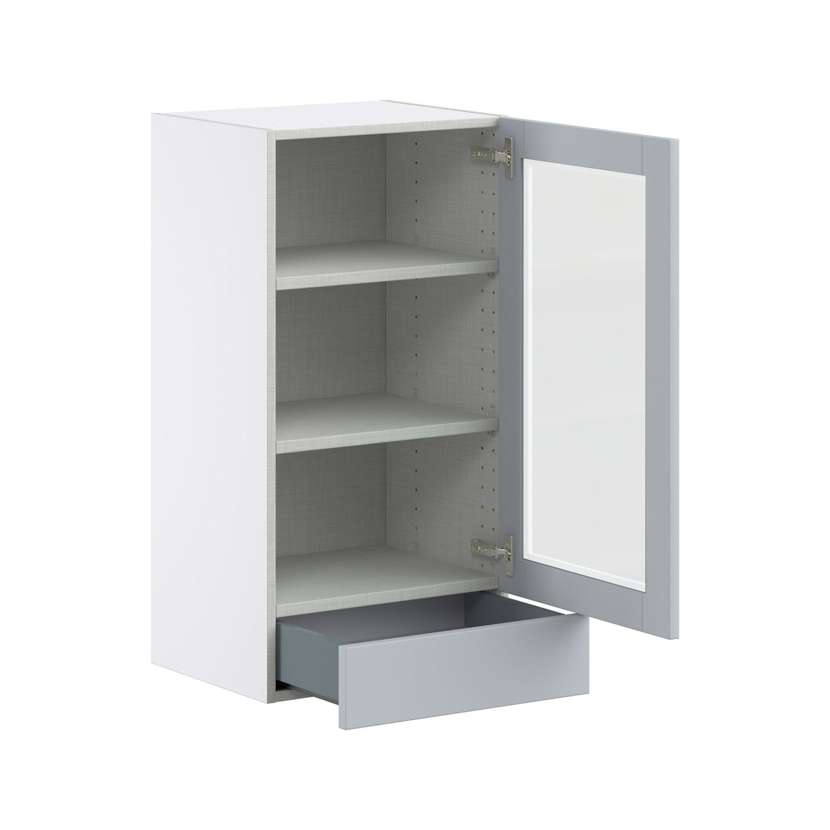 Hugo&Borg Charlesberg 18-in W x 35-in H x 14-in D Gray 2-Drawers Wall Fully Assembled Cabinet (Glass Panel Shaker Style)