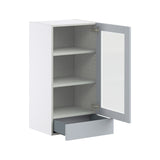 Hugo&Borg Charlesberg 18-in W x 35-in H x 14-in D Gray 2-Drawers Wall Fully Assembled Cabinet (Glass Panel Shaker Style)