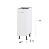 Hugo&Borg Jolie 12-in W x 34.5-in H x 24-in D Warm White Base Fully Assembled Cabinet (Flat Panel Shaker Door Style)