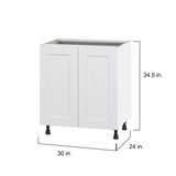 Hugo&Borg Jolie 30-in W x 34.5-in H x 24-in D Warm White Base Fully Assembled Cabinet (Flat Panel Shaker Door Style)