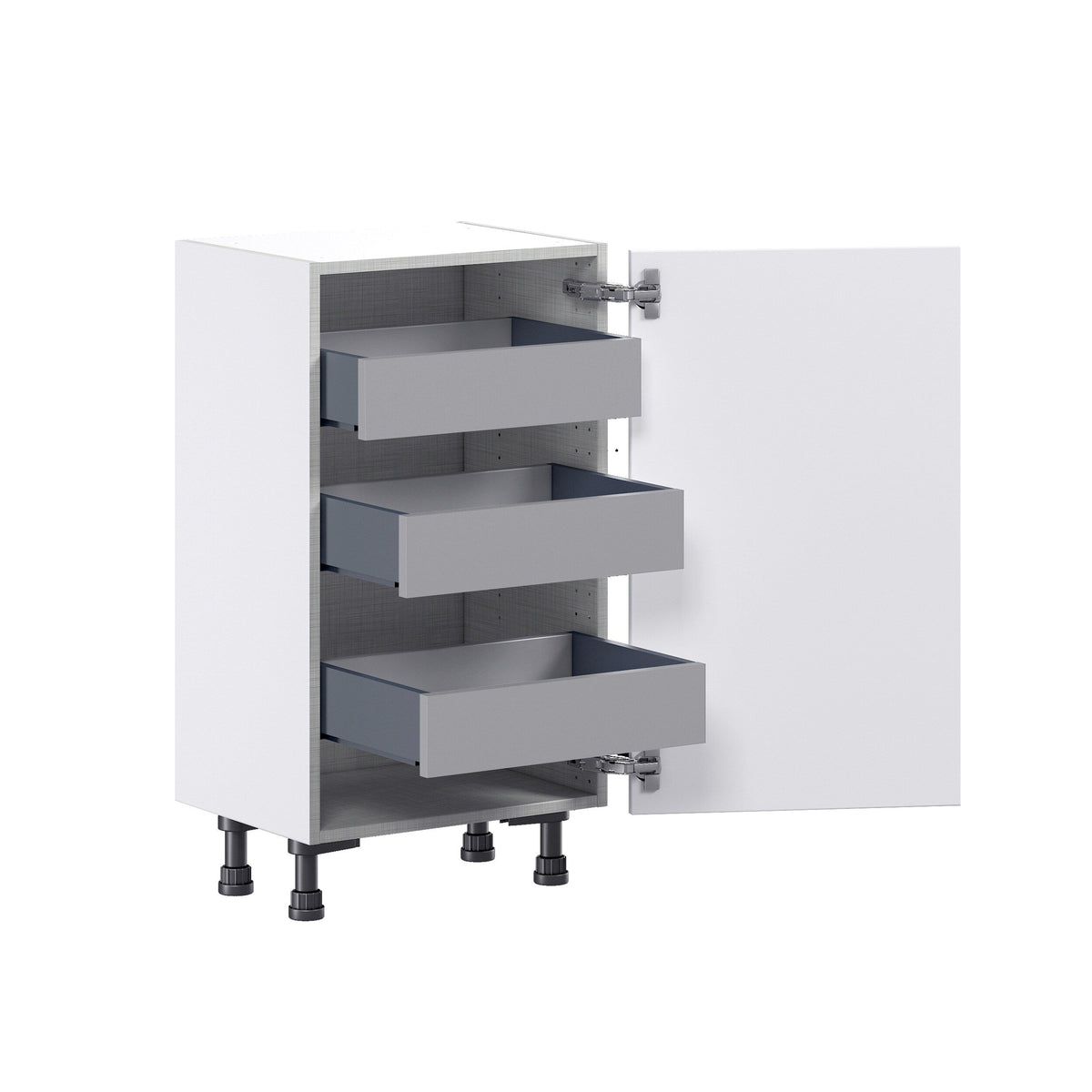 Hugo&Borg Jolie 18-in W x 34.5-in H x 24-in D Warm White 3-Drawers Base Fully Assembled Cabinet (Flat Panel Shaker Style)