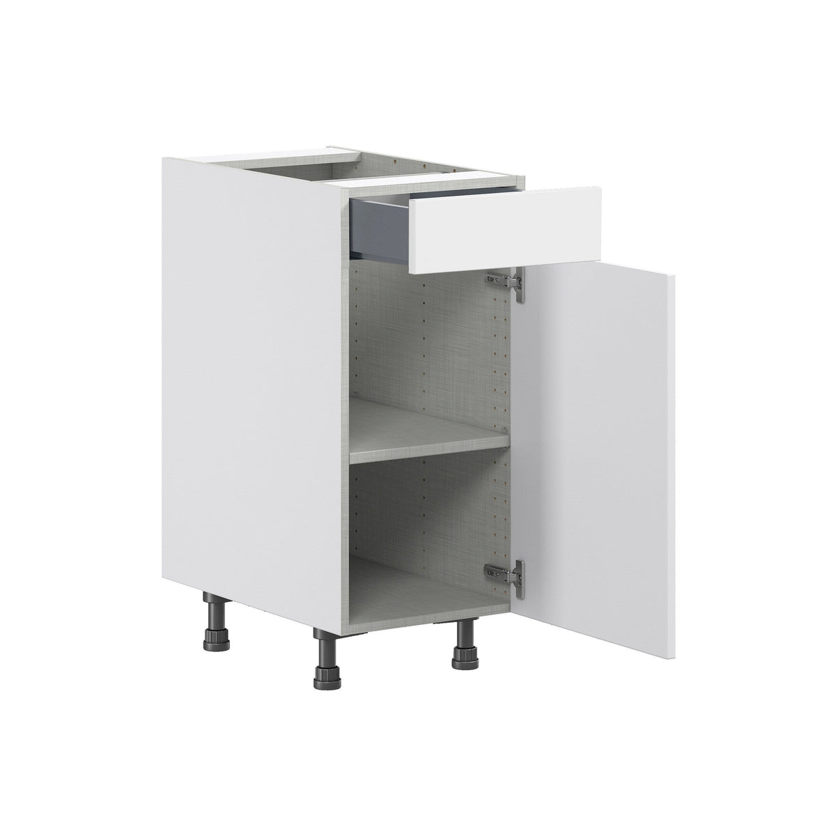 Hugo&Borg Jolie 15-in W x 34.5-in H x 24-in D Warm White 1-Drawer Base Fully Assembled Cabinet (Flat Panel Shaker Style)