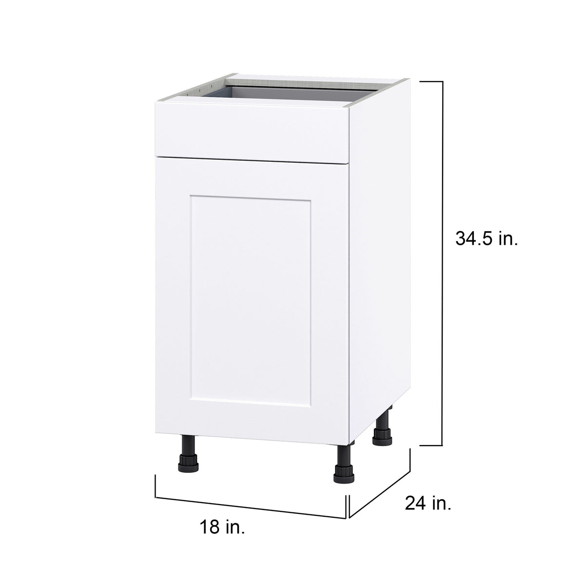 Hugo&Borg Jolie 18-in W x 34.5-in H x 24-in D Warm White 1-Drawer Base Fully Assembled Cabinet (Flat Panel Shaker Style)